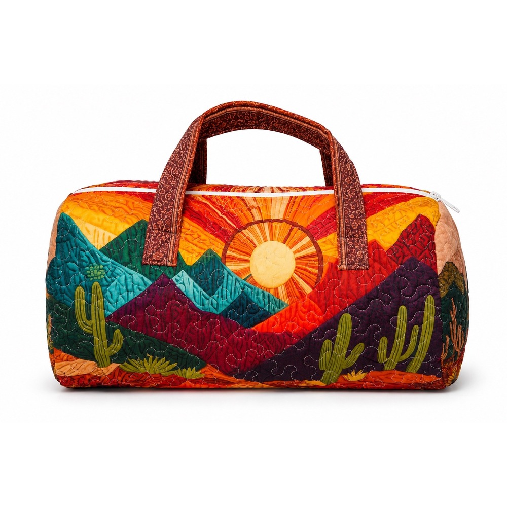 NEW Boho Desert Sunset Quilted Duffel Bag Travel Weekender Southwestern Cactus